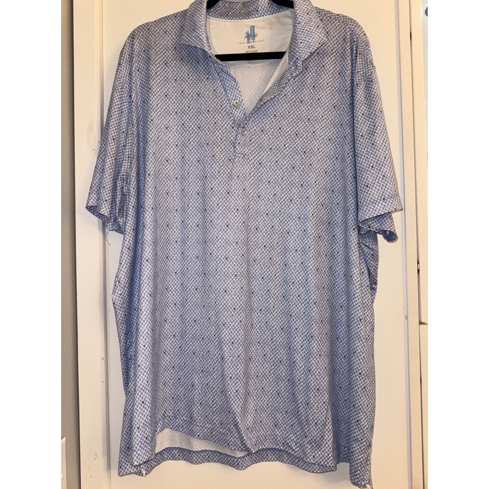 Johnnie-O Featherweight Blue Geometric Fan Print Golf Polo Shirt Mens XXL